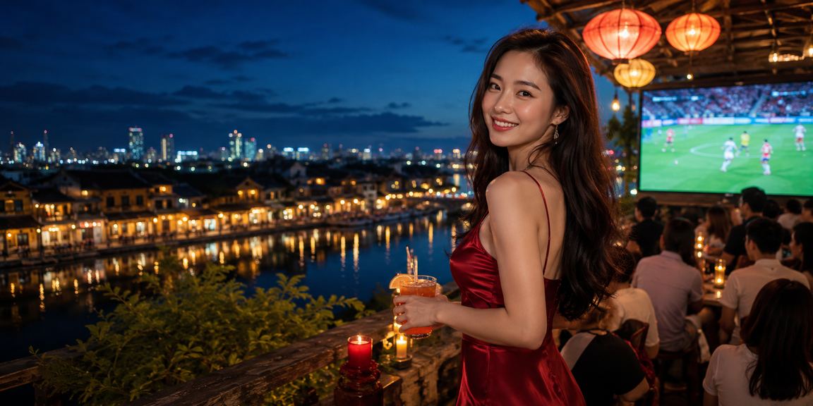 Người hâm mộ bóng đá tại Hội An nhâm nhi cà phê và theo dõi kèo bóng đá trực tuyến trên điện thoại