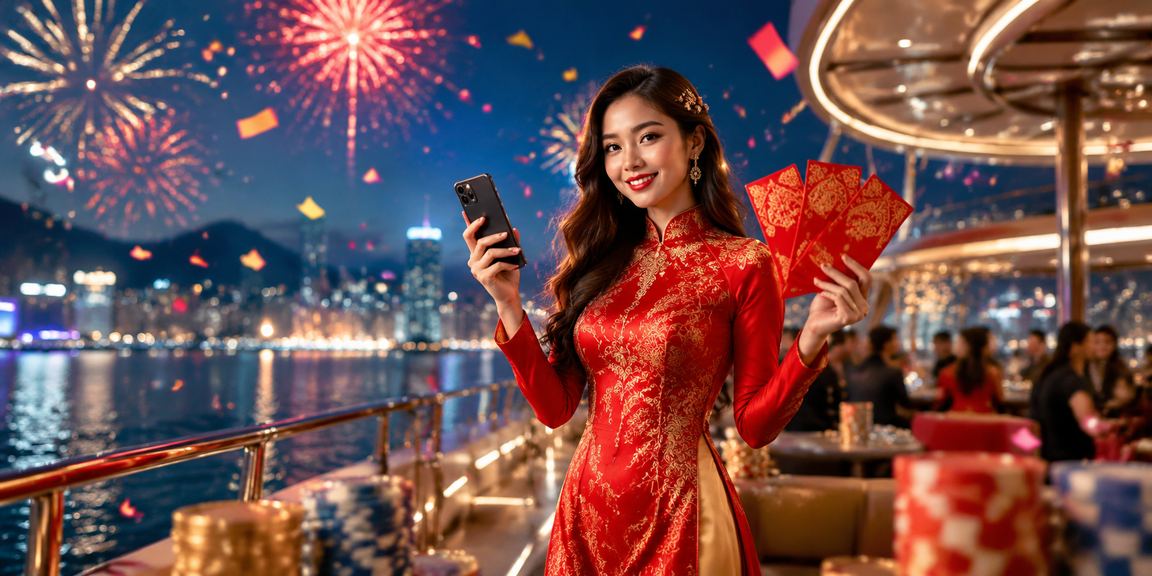 Người dùng tại Nha Trang tham gia xổ số trực tuyến trên điện thoại với trang phục áo dài